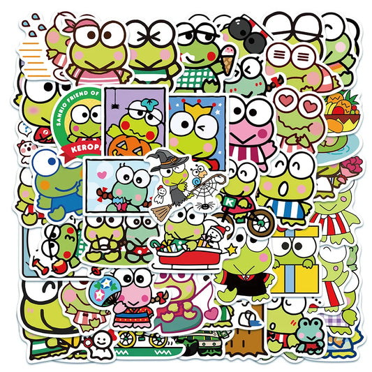 50PCS Keroppi Frog Stickers Sanrio Laptop Decals