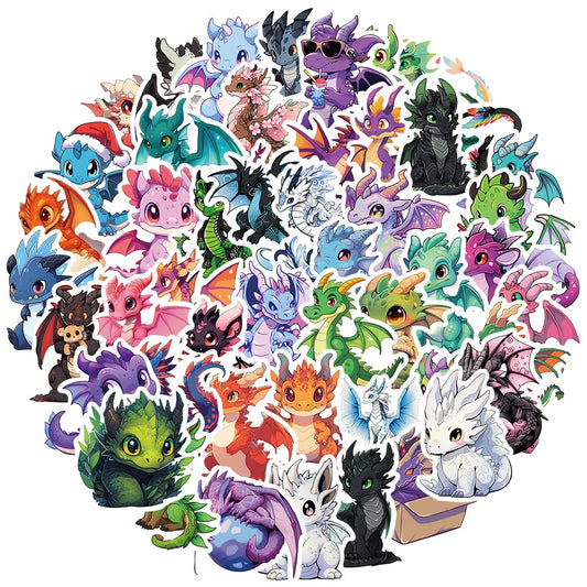 Cartoon Dragon Stickers for Suitcase, Skateboard, Laptop, Phone - 10/30/50Pcs