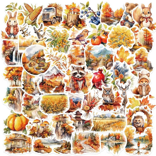 Autumn Harvest PVC Stickers - 10/30/50PCS Kids Stationery