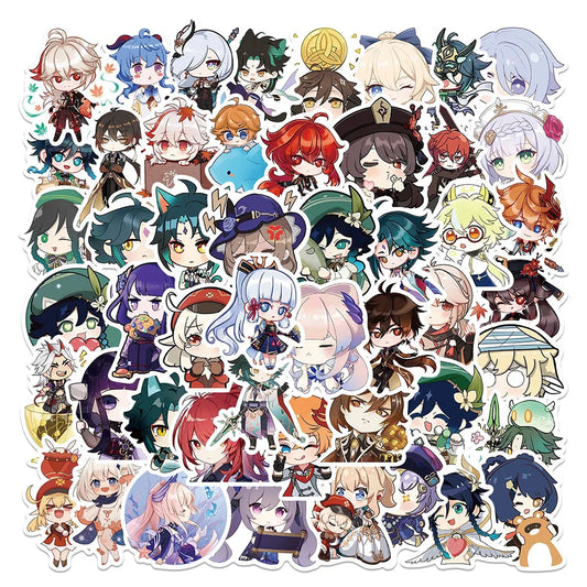 Genshin Impact Anime Stickers 10/30/50PCS for Laptop, Luggage, Motorcycle, Fridge, Kids Gift