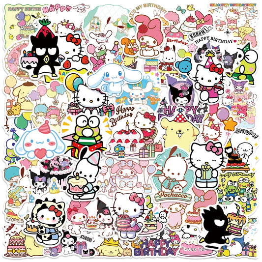 50Pcs Kawaii Sanrio Stickers: Laptop, Water Bottle, Phone