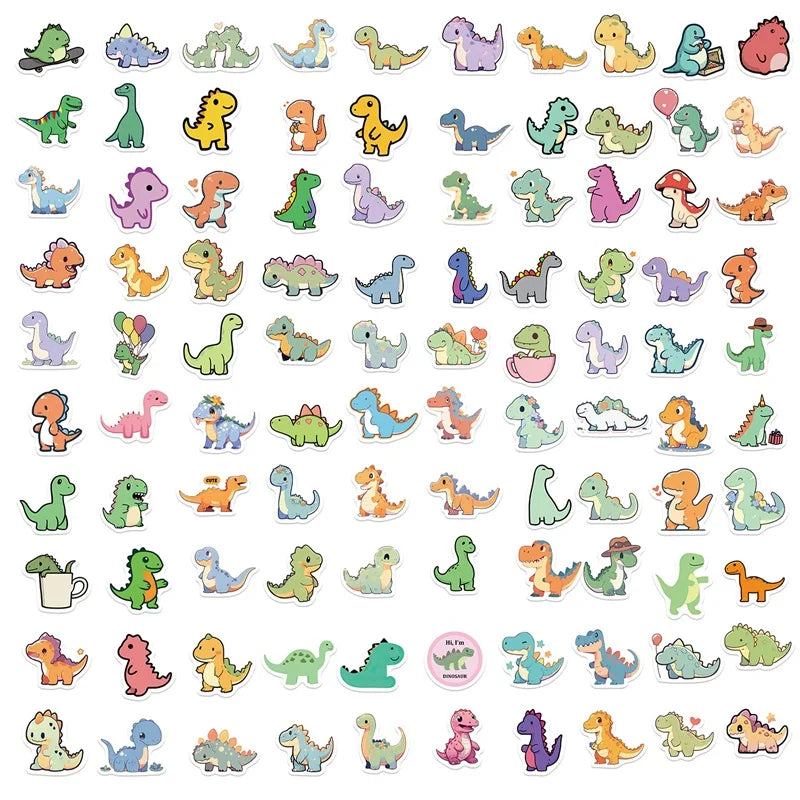 10/30/100PCS Cartoon Small Dinosaur PVC Sticker Aesthetic Children's Decoration Scrapbooking Stationery School Supplies for Kids