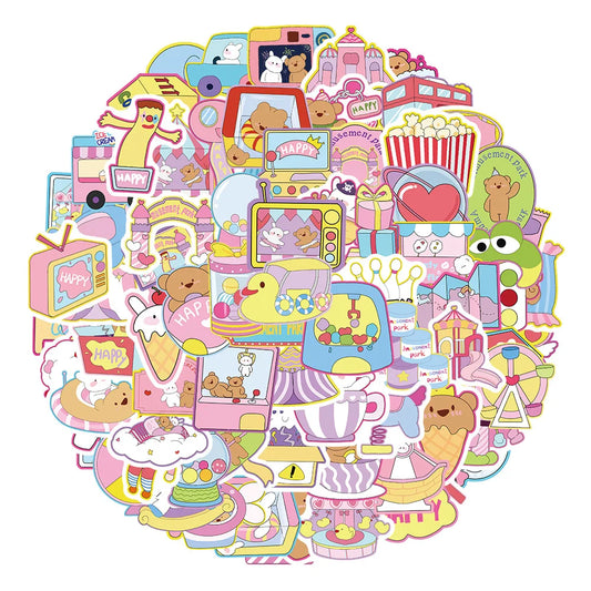 Dreamy Amusement Park Cartoon Stickers for Suitcase, Skateboard, Laptop, Luggage, Phone