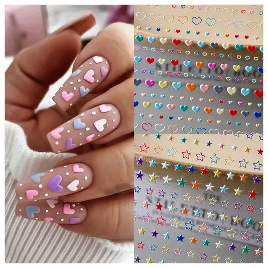 Valentine's 5D Heart Nail Art Stickers Self-Adhesive