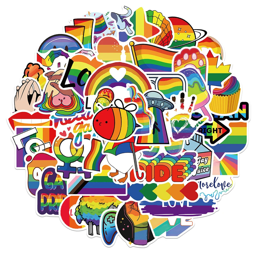 10/30/50/100pcs Cartoon Rainbow LGBT Graffiti Stickers Decals Skateboard Laptop Phone Luggage Car Waterproof Sticker Kids Toy