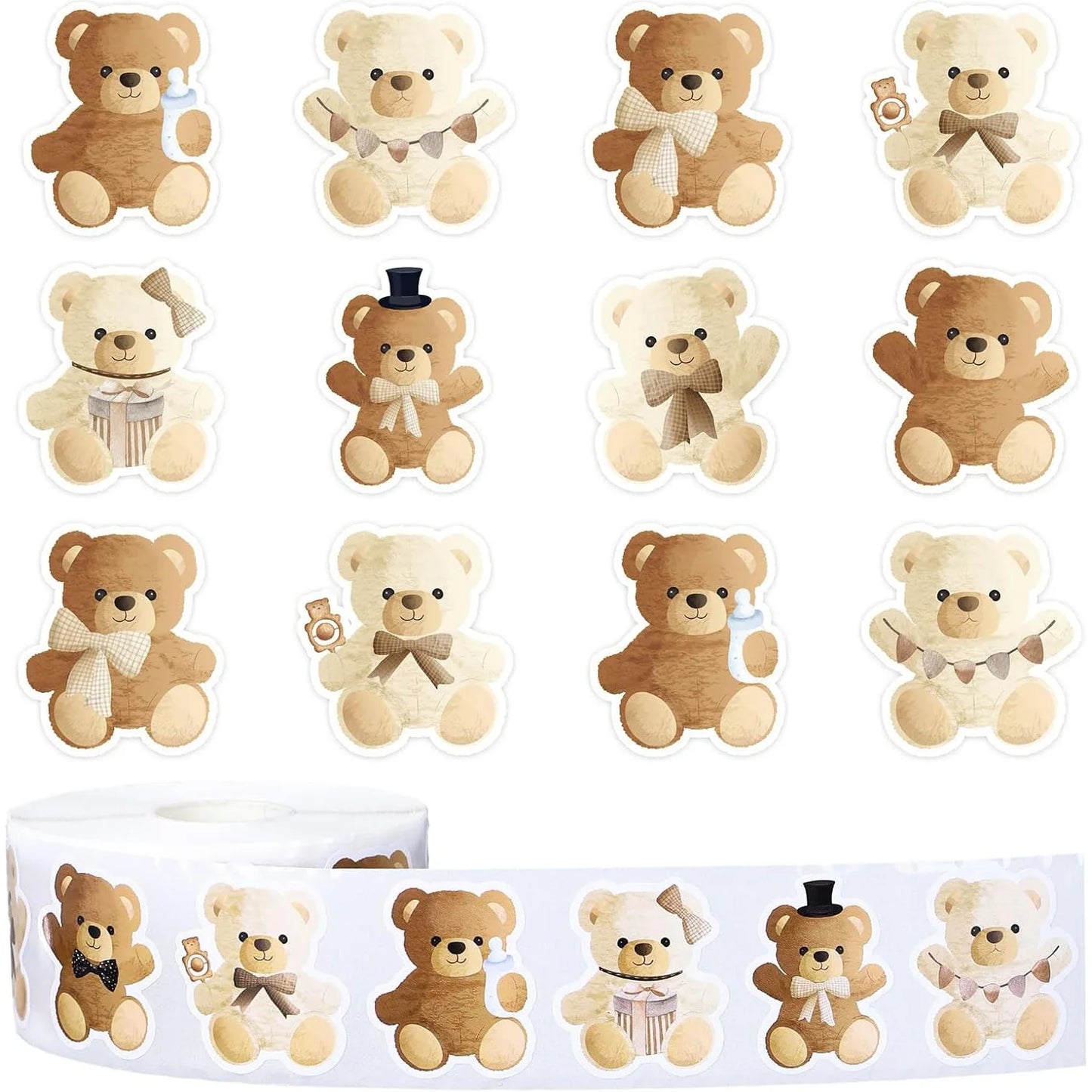 50-500pcs Cartoon Cute Bear Sticker Children Reward Encouragement Sticker Birthday Party Gift Packaging Sealing Decor Lables