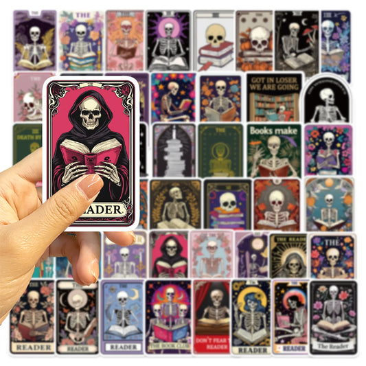 10/50pcs Gothic Dark Romance Skull Reading Book Tarot Card Stickers Kindle DIY Luggage Phone Skateboard Waterproof Cool Sticker