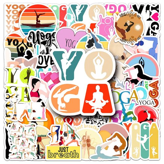 Yoga Sticker Pack: Fitness, Exercise, Laptop, Luggage, Skateboard, Fun Decals for Kids