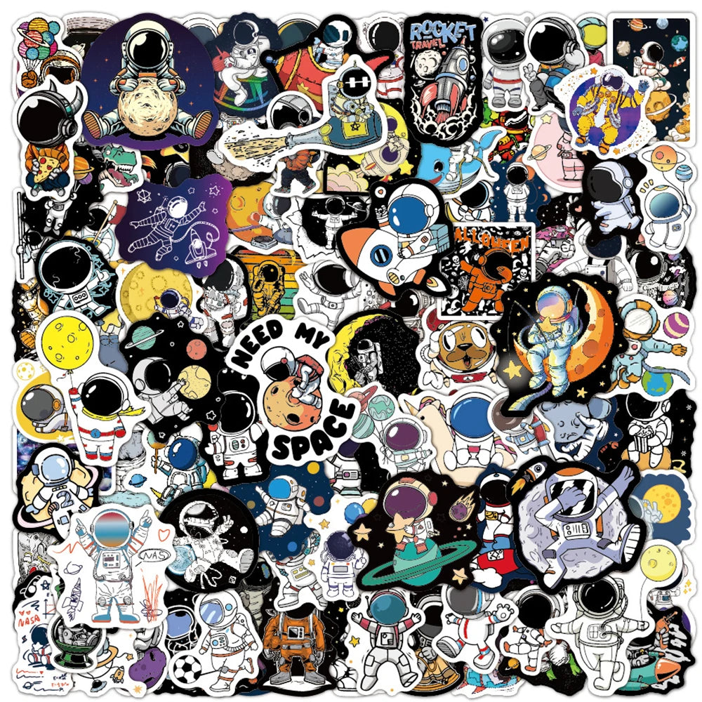 10/30/50/100pcs Funny Cartoon Cute Out Space Astronaut Stickers Laptop Notebook Phone Guitar Aesthetic Sticker Decal Kids Toy