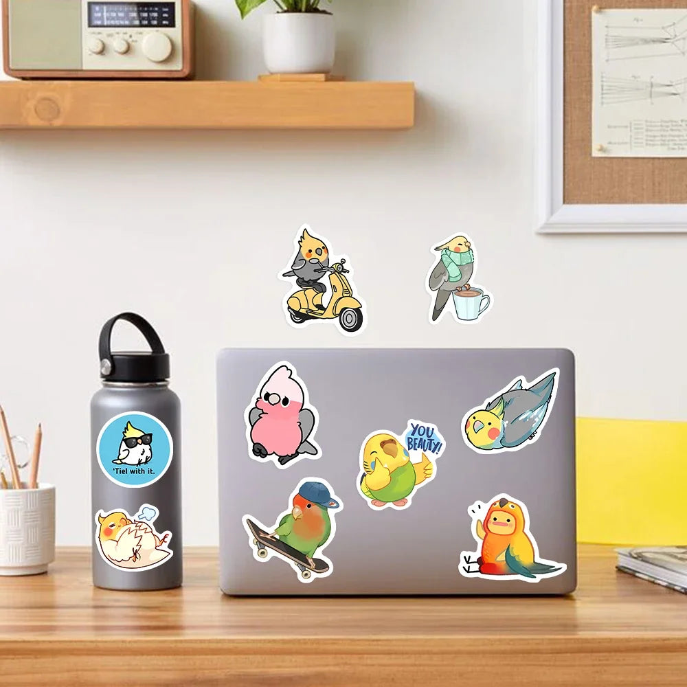 Kawaii Cute Cartoon Parrot Bird DIY Toy Gift Decal Decorative Graffiti Stickers for Phone Luggage Laptop Scrapbook Waterproof