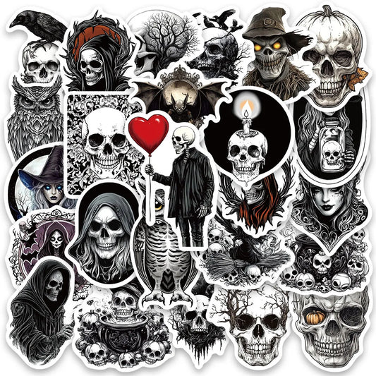 50pcs Gothic Darkness Aesthetic Witch Skull Stickers For Luggage Laptop Water Bottle Notebook Waterproof Graffiti Vinyl Decals