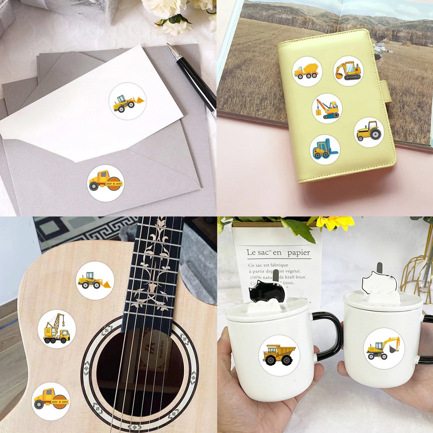 100-500pcs Engineering vehicle Stickers Cute Handmade Stickers Party Gifts Decorative Labels Scrapbook Stationery Stickers