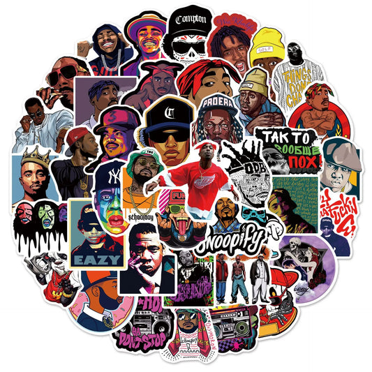 50PCS Tupac Hip Hop Vinyl Stickers for Laptop & Skateboard