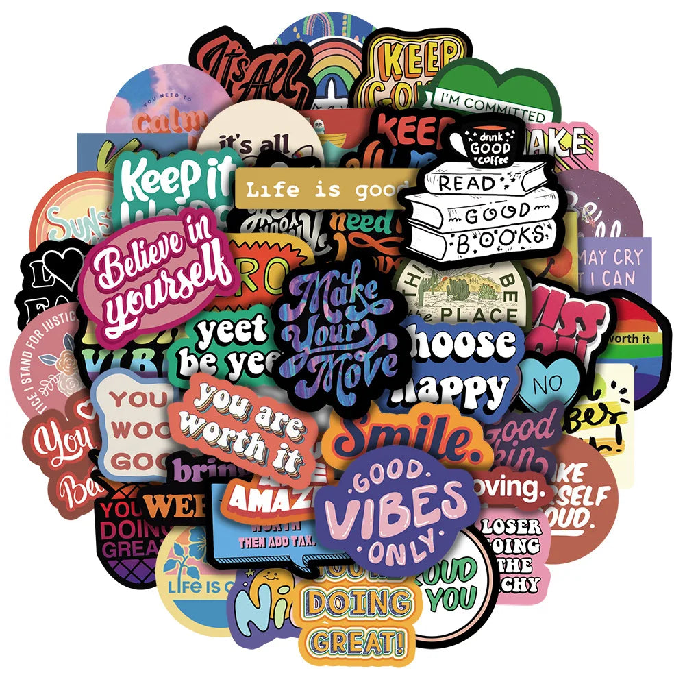10/30/50PCS INS Motivational Phrases Stickers Motorcycle Travel Luggage Guitar Skateboard Waterproof Classic Toy Cool Sticker