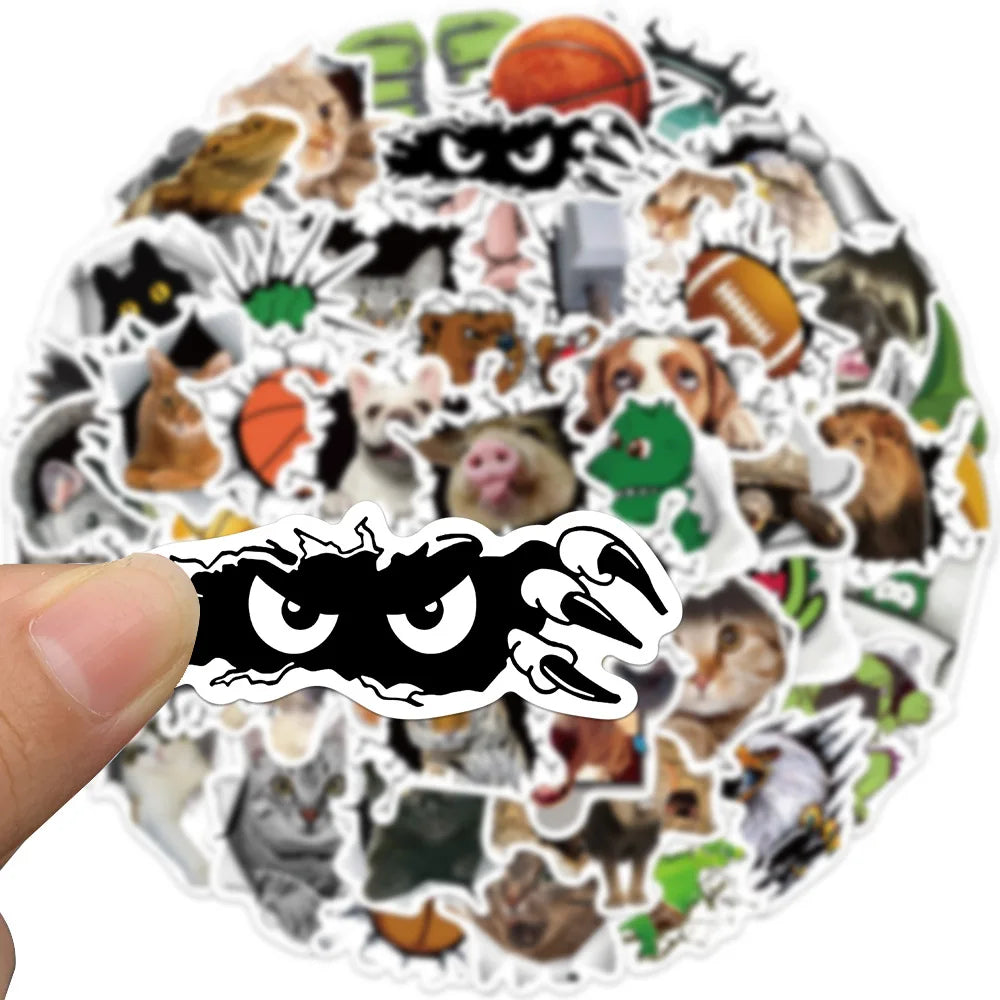 10/30/50PCS 3D Animals Stickers Hole View Vivid Cute Decals For Kids DIY Notebook Laptop Bike Car Phone Graffiti Sticker Kid Toy