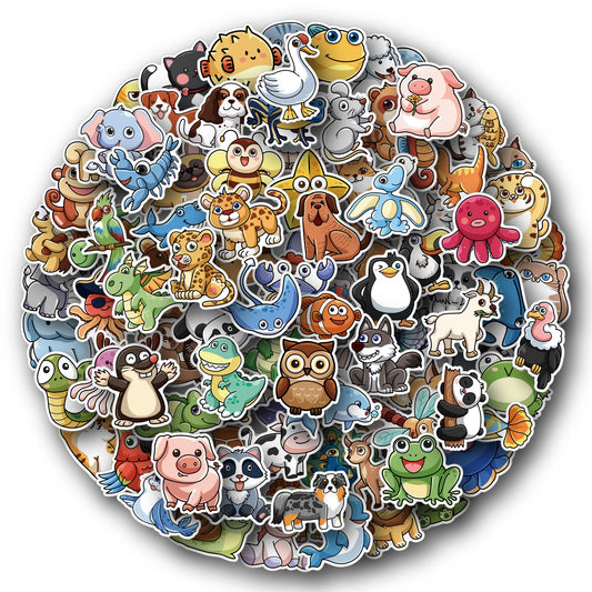 Cute Animal Stickers Pack: Cartoon Decals for Kids, DIY Laptop, Suitcase, Notebook, Fridge, Wall