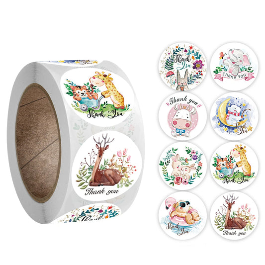 100-500pcs Round Cartoon Animal stickers for kids Teacher Reward Encourage Sticker Office Stationery for children 1inch