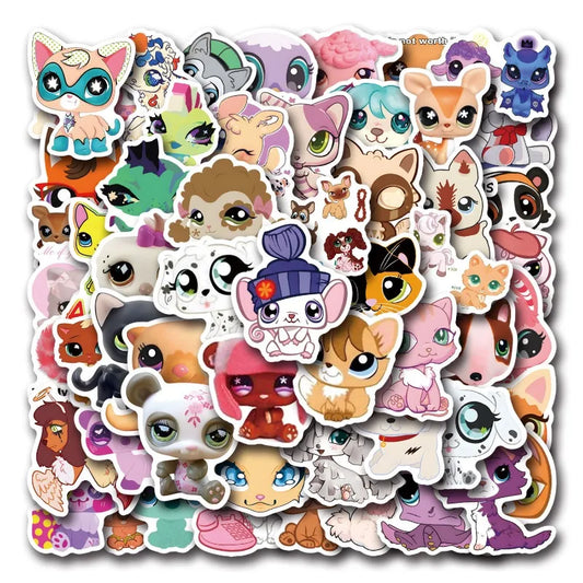 55pcs Littlest Pet Shop Stickers for Luggage, Water Bottles, Phones, Laptops, Scooters, Fridges