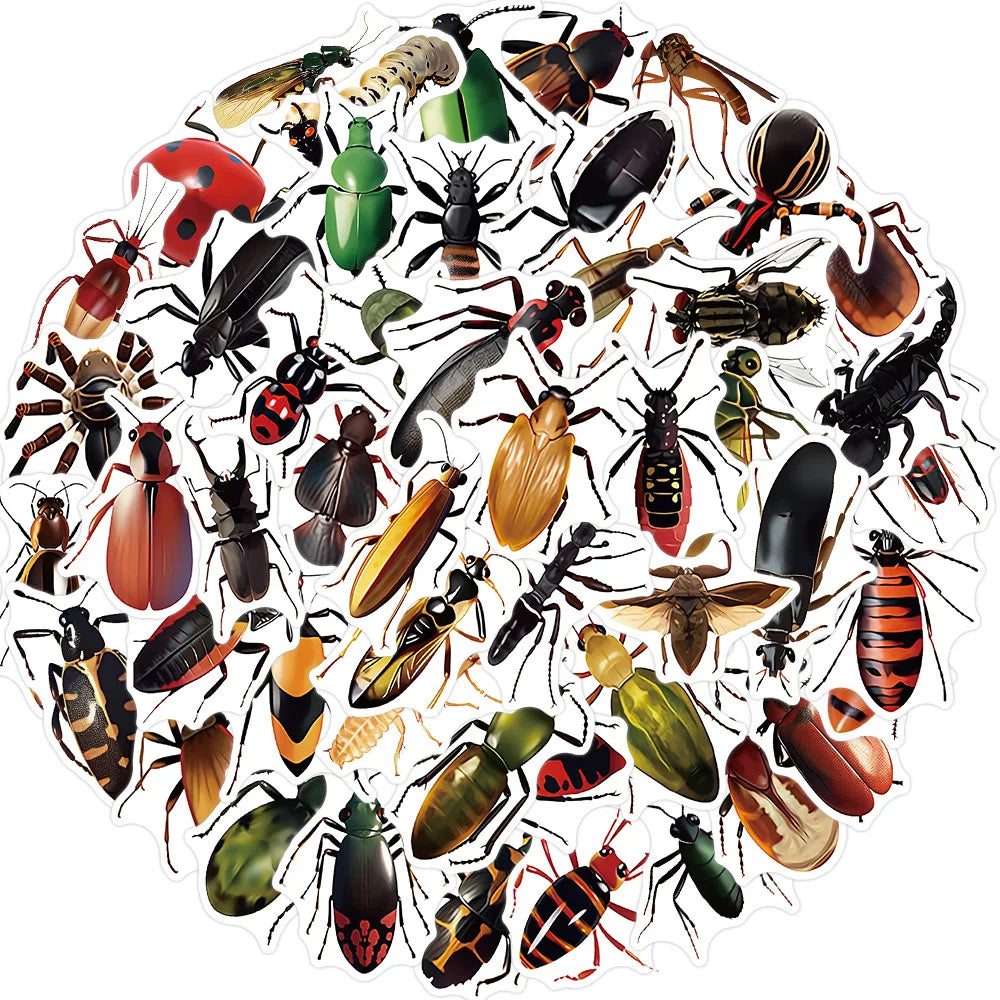 Insect Animal Cartoon Stickers for Kids - 10/30/50PCS DIY Decoration for Suitcase, Notebook, Phone