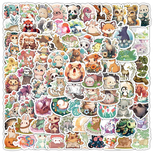 Cute Cartoon Animal Stickers - 10/30/50/100pcs for Laptop, Phone, Suitcase, Fridge Decoration
