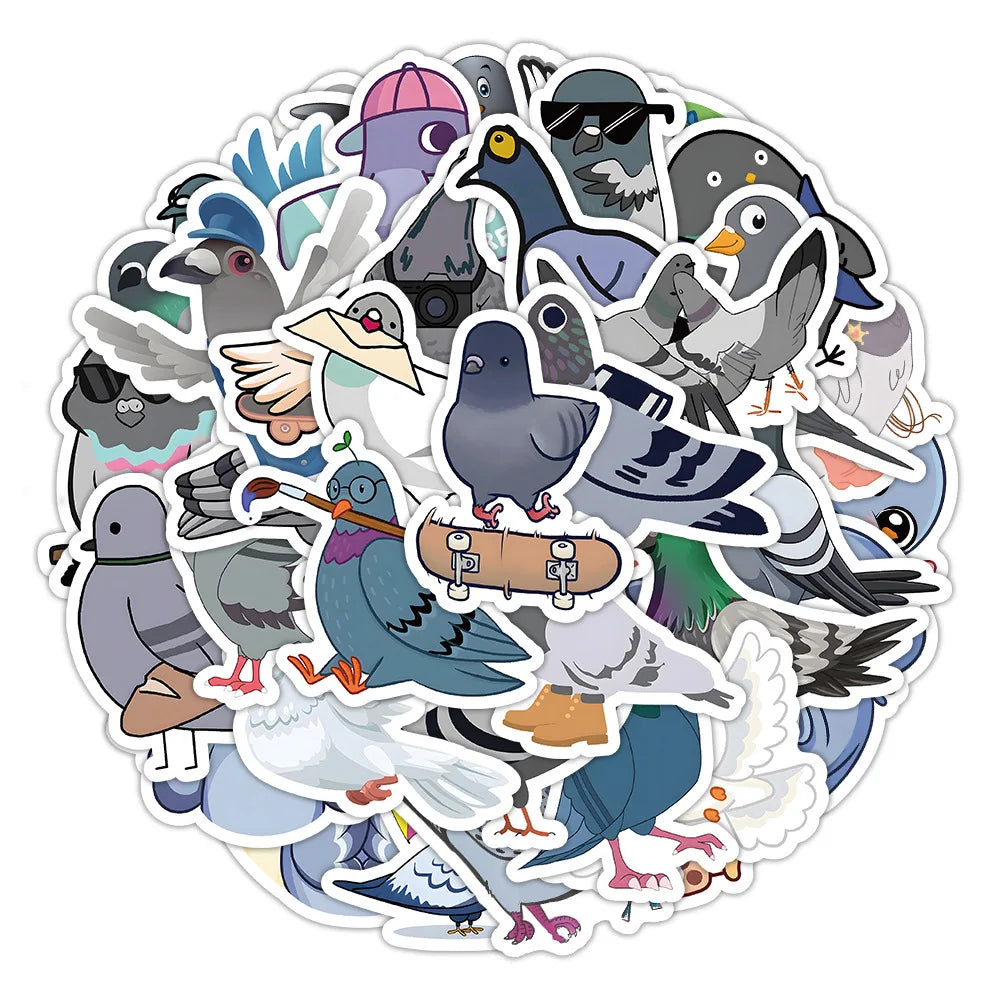 10/30/60PCS Cute Pigeon Stickers Cartoon Animal Wall Decals Decoration DIY Laptop Phone Notebook Suitcase Car Bike Kids Toy Gift