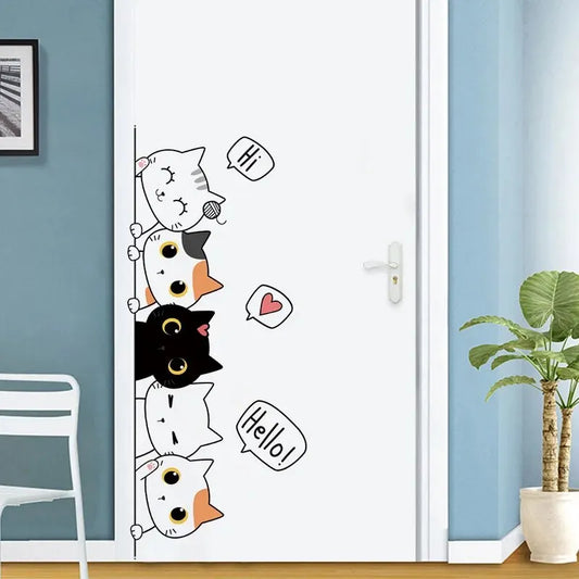 Kitten Door Sticker, Cute Children's Room Decoration