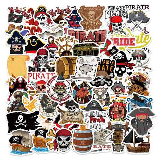 50PCS Pirate Skull Stickers Waterproof Decals