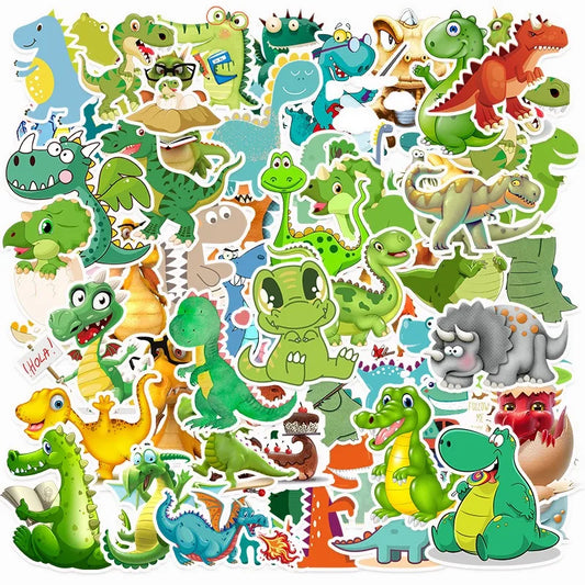 50pcs Cute Dinosaur Stickers for Kids - Suitcase, Water Bottle, Phone, Laptop, Scooter, Fridge Decor