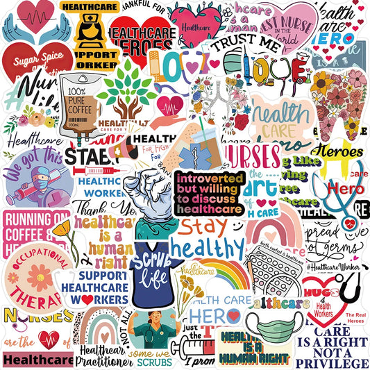52pcs Cartoon Health Graffiti Stickers for Helmet, Wall, DIY Decoration