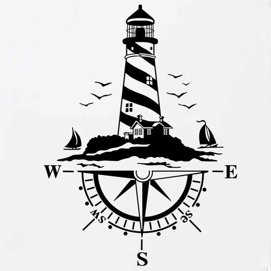 Van Camping Rv Caravan Lighthouse Comb of the Winds Compass Car Decor Sticker Motor Vinyl Vehicle Decal
