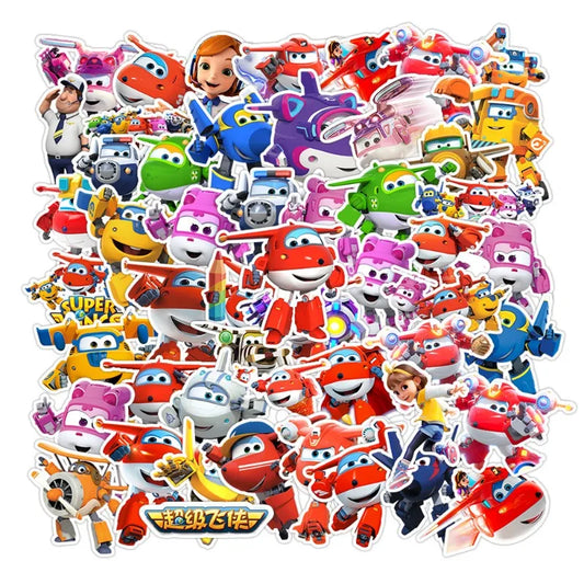 50pcs Super Wings Stickers for Suitcase, Water Bottle, Phone, Laptop, Car, Scooter, Fridge