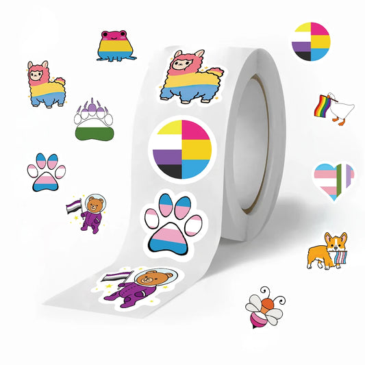 500pcs Rainbow LGBTQ Stickers Roll for Kids for School Reward Decals Students Teachers Cute Animals Stickers Labels