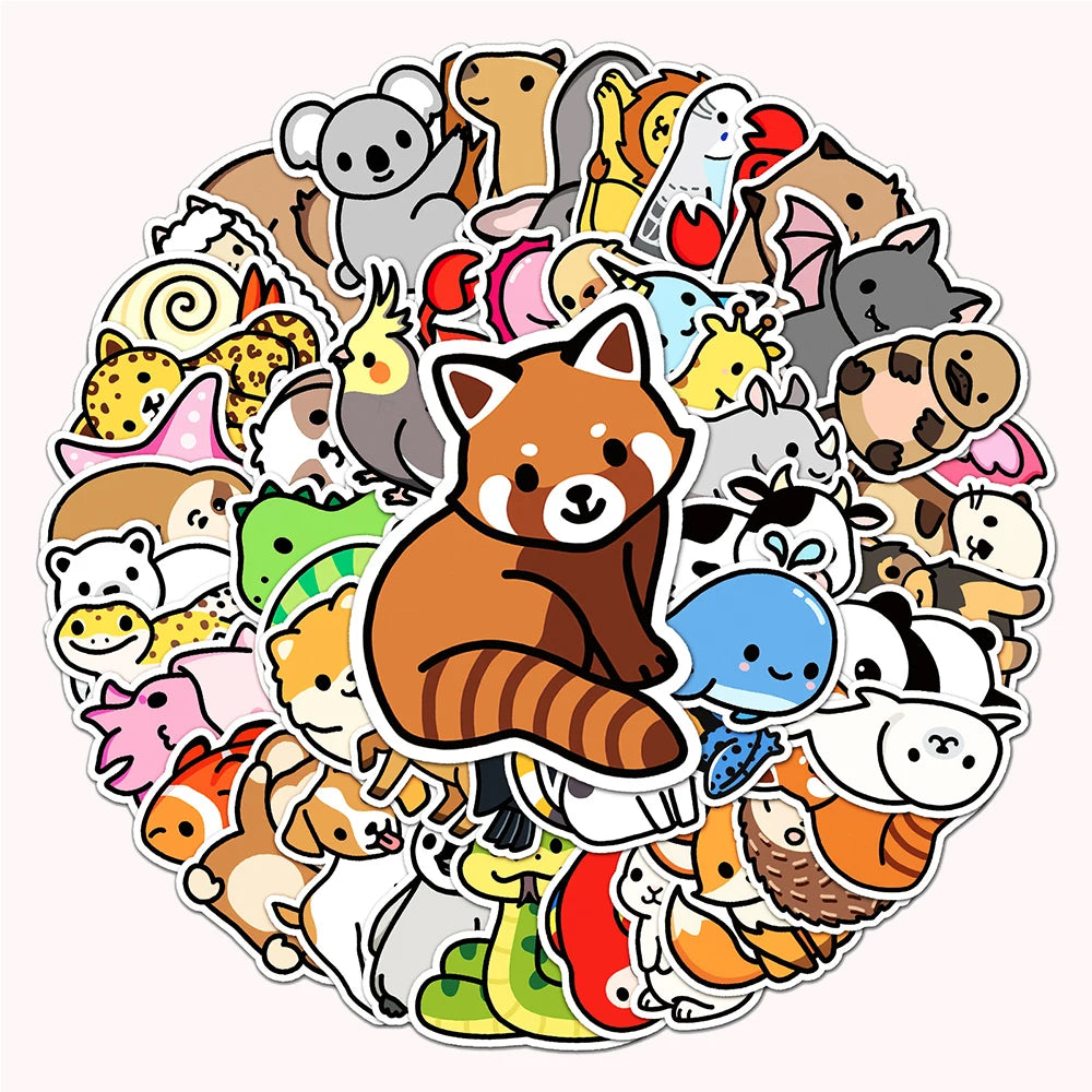 10/30/50/100pcs Kawaii Cartoon Animal Stickers Mix Decals Kids Toy Laptop Phone Suitcase Car Notebook Guitar Stationery Sticker