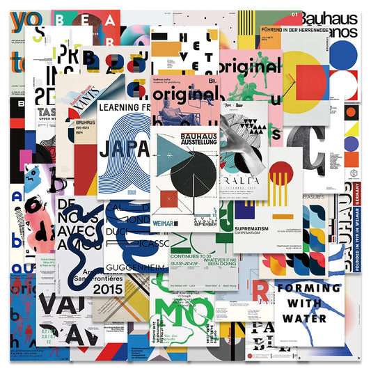 40PCS Bauhaus Art Poster Graffiti Abstract Stickers for Skateboard, Phone, Laptop, Luggage