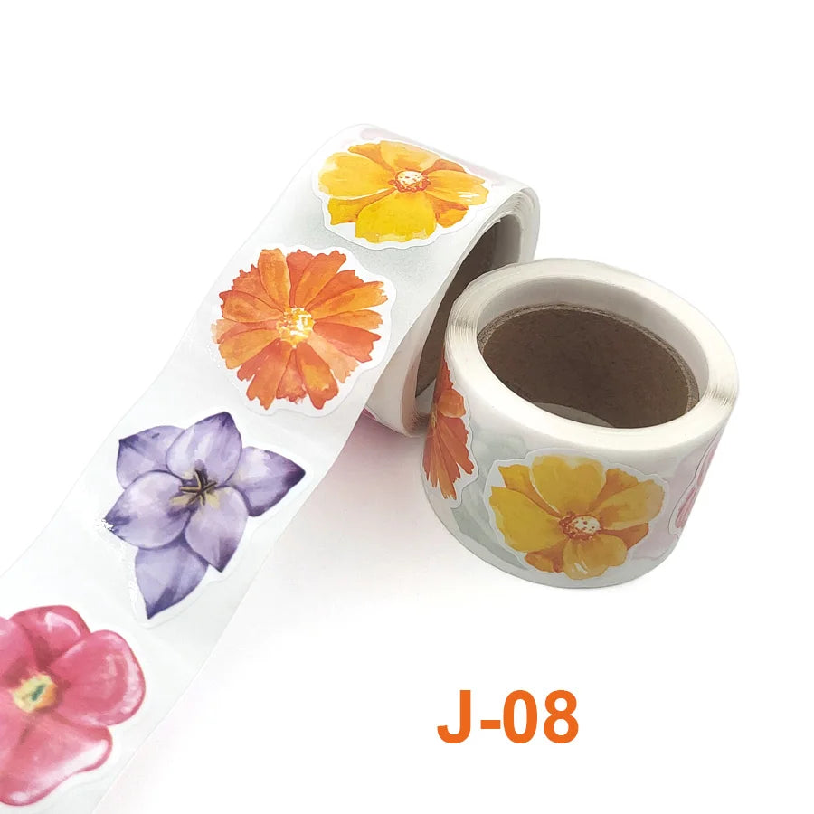 150pcs/roll Colorful Flowers Stickers 3.8cm/1.5inch Party Gift Decoration Label Scrapbook Stationery Stickers