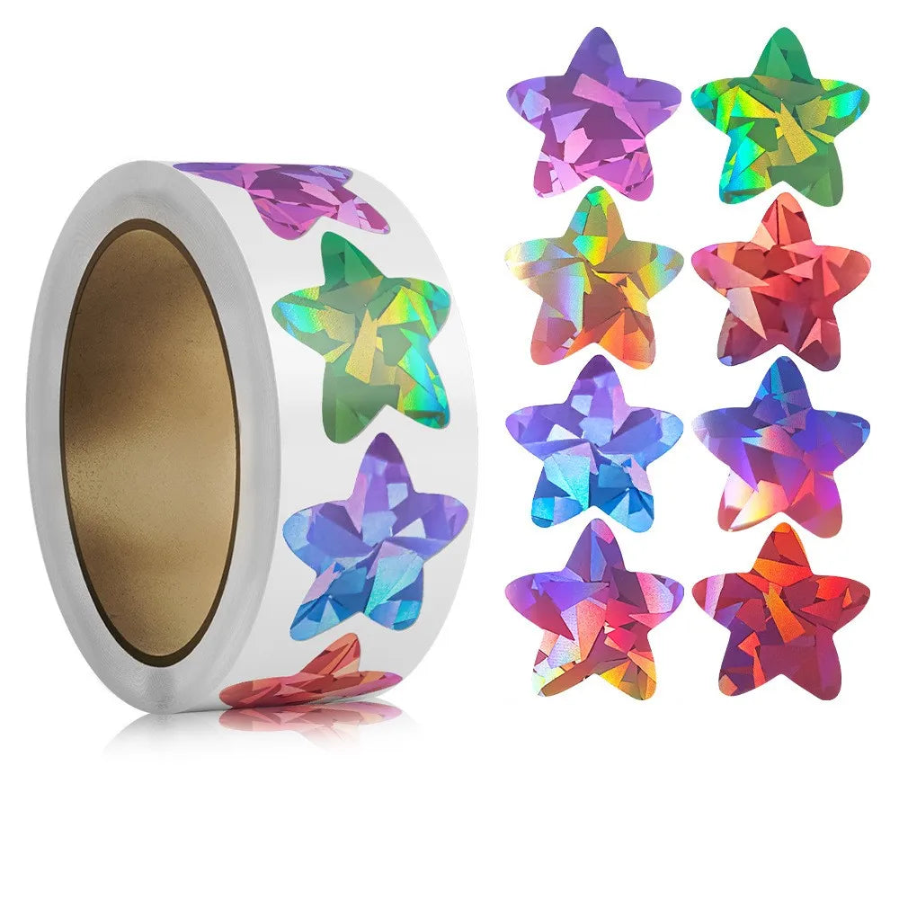 50-500pc Glitter Star Stickers for Kids School Teacher Reward Sticker Party Gift Decor Small Business Label Scrapbooking Sticker