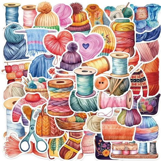 Kawaii Knit PVC Stickers: 10/30/50PCS Kids Stationery