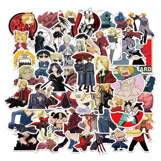 50pcs Fullmetal Alchemist Stickers for Laptop, Phone, Car, Scooter, Water Bottle, Suitcase, Refrigerator