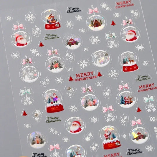 Christmas Nail Art Stickers: Santa, Snowman, Snowflake Decals