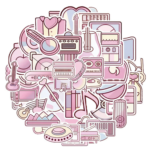 Cartoon Pink Graffiti Stickers for Suitcase, Skateboard, Laptop, Luggage, Phone - 10/30/50Pcs