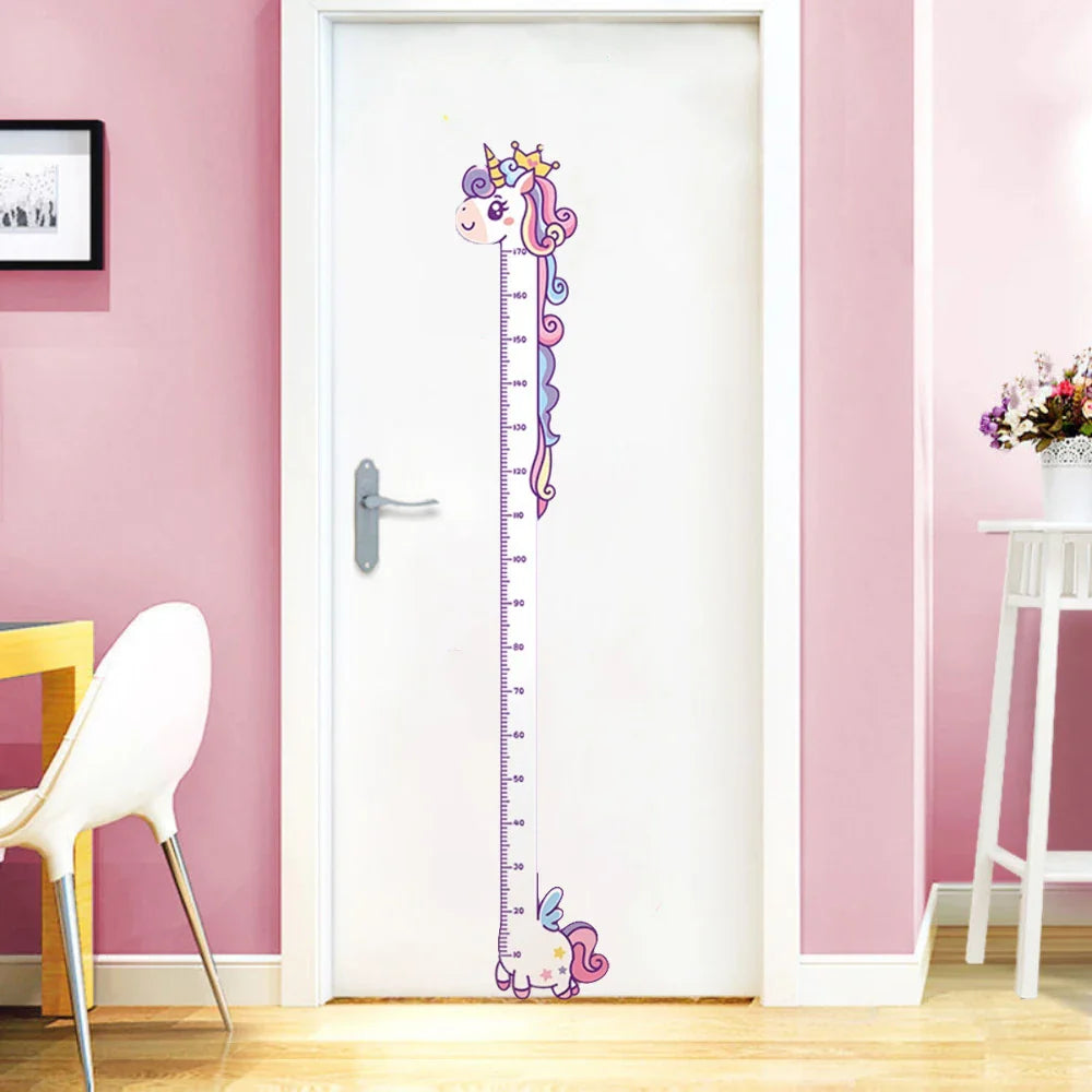 Cartoon Unicorn Dinosaur Giraffe Height Ruler Wall Stickers Kids Room Decor
