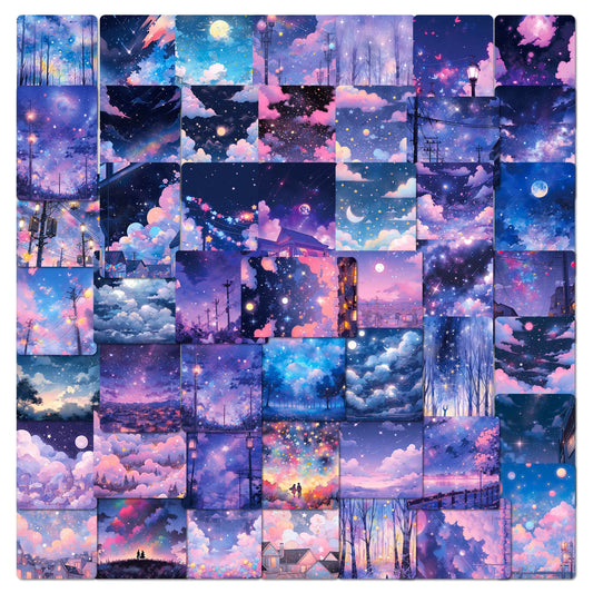 50Pcs Starry Sky Graffiti Stickers for Helmet, Wall, Desktop Decoration