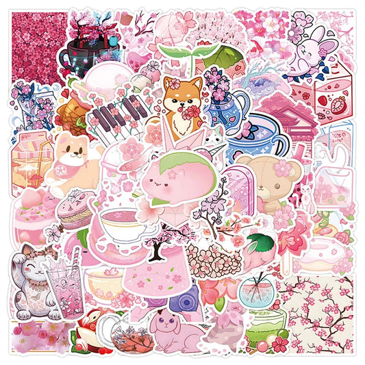 Cute Sakura Girl Stickers - Aesthetic Decals for Laptop, Phone, Notebook (10/30/50/100PCS)