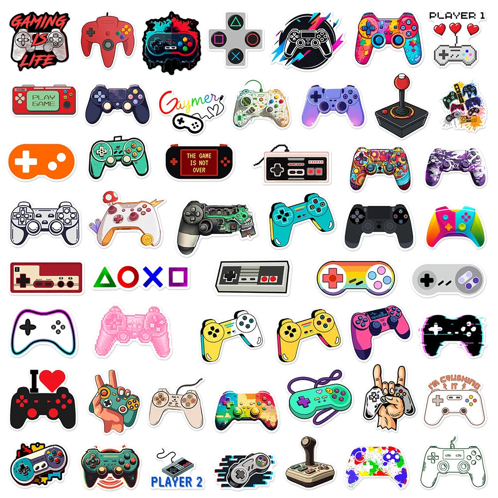 10/30/50PCS Cool Vintage Joystick Gamepad Stickers DIY Skateboard Laptop Notebook Phone Car Bike PVC Waterproof Sticker Kids Toy