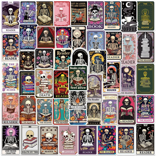 50PCS Skeleton Tarot Stickers Waterproof Decals
