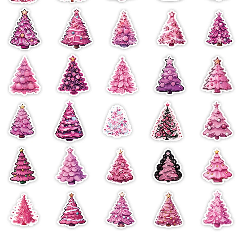 10/30/50PCS Pink Christmas Tree Stickers Aesthetic DIY Decoration Skateboard Laptop Phone Motorcycle Bike Car Decals Kids Gift