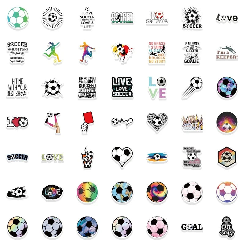 10/50/100pcs Graffiti Stickers Football Soccer Stickers for Adults Helmet Motorcycle Luggage Water Bottle Skateboard