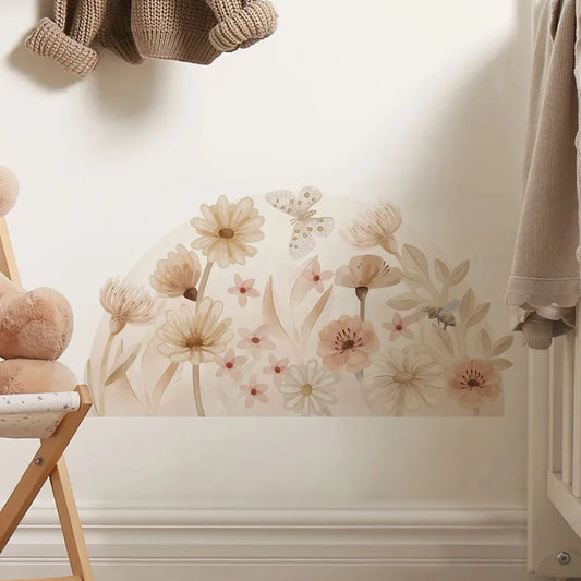Boho Chrysanthemum Wall Decals - Removable Botanical Stickers for Girls Bedroom