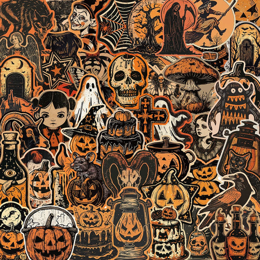 Halloween Pumpkin Stickers Waterproof PVC Decals for Phone Laptop Wall