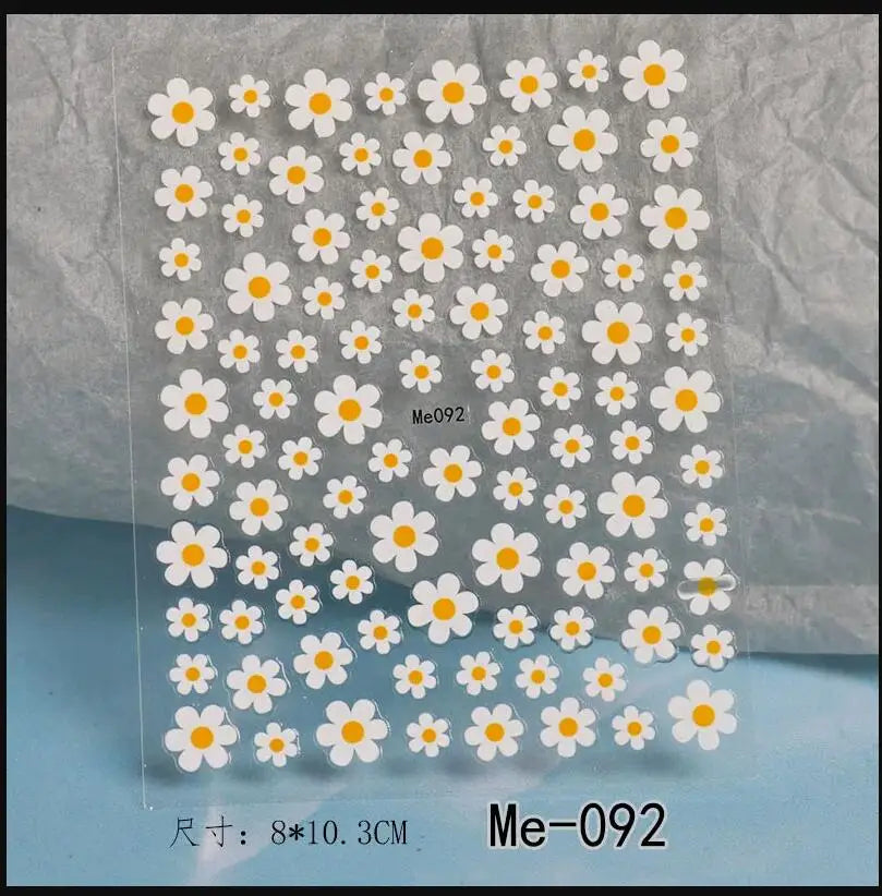 3D Daisy Flower Nail Stickers White Floral Manicure Decor